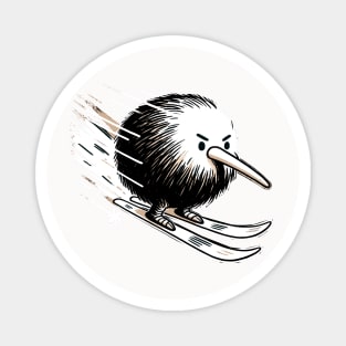 Mountain Skiing Skiwi Kiwi Bird Magnet